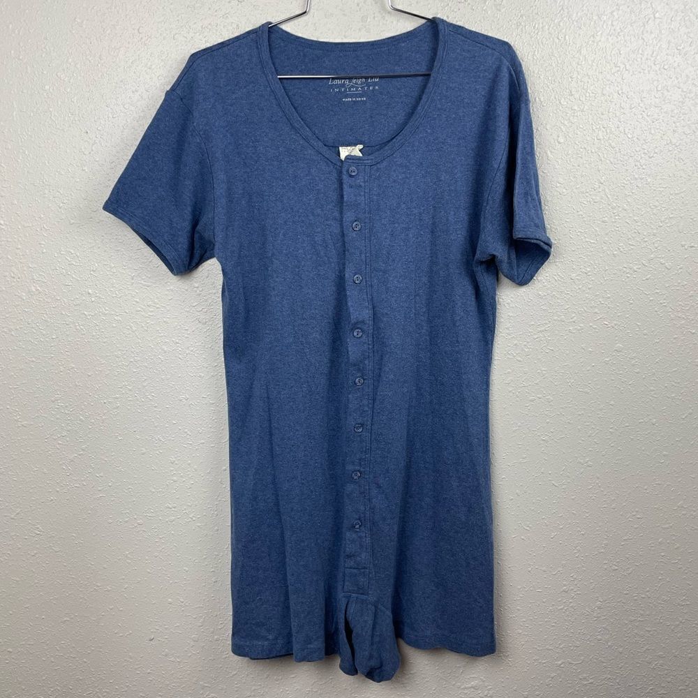 Laura Leigh Ltd. Intimates Blue Pajama Rompers Size M EUC
